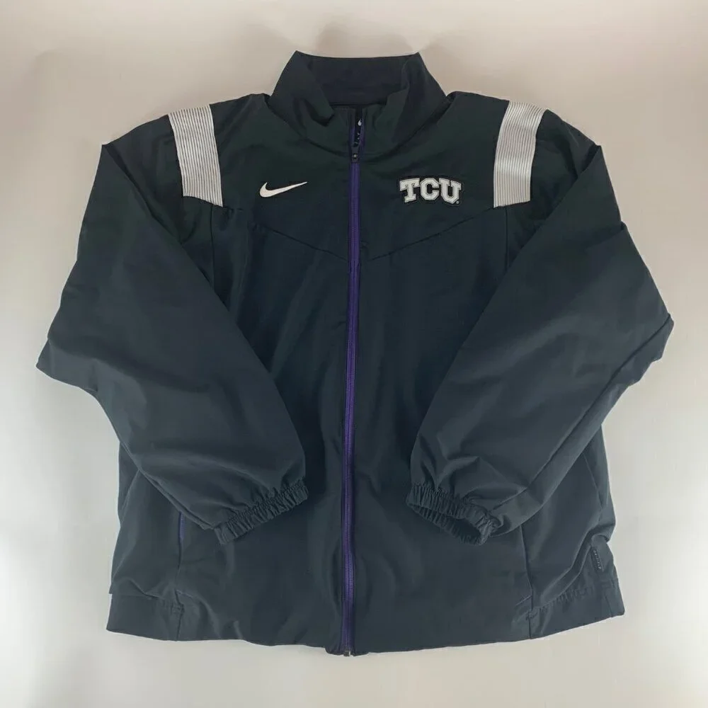 TCU Horned Frogs NCAA Black Purple Nike Full Zip Jacket Mens Large